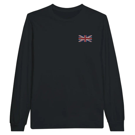 T-shirt à manches longues drapeau royaume-uni en broderie - pixelformaflag