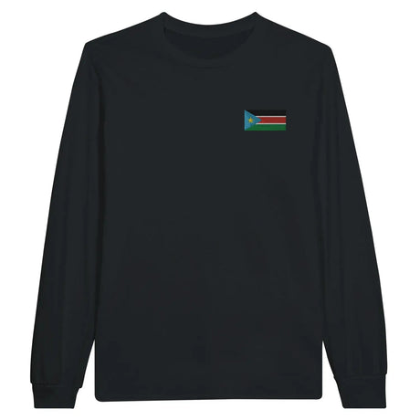 T-shirt à manches longues drapeau soudan du sud en broderie - pixelformaflag