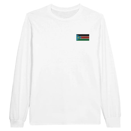 T-shirt à manches longues drapeau soudan du sud en broderie - pixelformaflag