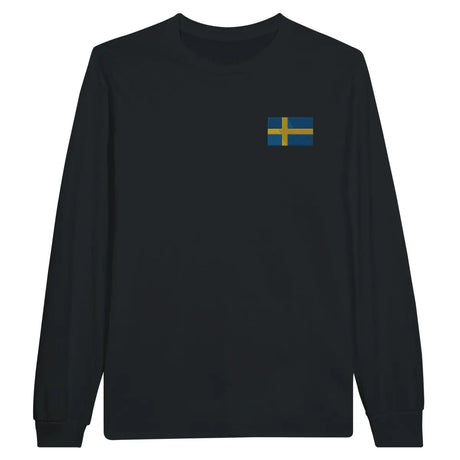 T-shirt à manches longues drapeau suède en broderie - pixelformaflag