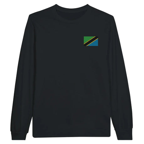 T-shirt à manches longues drapeau tanzanie en broderie - pixelformaflag