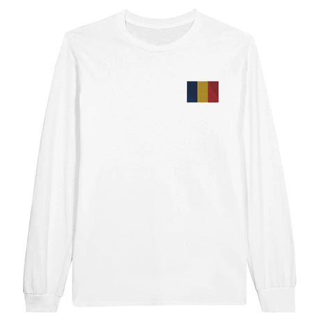 T-shirt à manches longues drapeau tchad en broderie - pixelformaflag