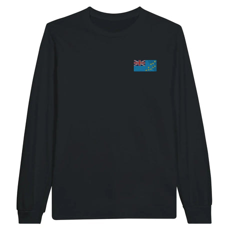 T-shirt à manches longues drapeau tuvalu en broderie - pixelformaflag