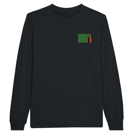 T-shirt à manches longues drapeau zambie en broderie - pixelformaflag