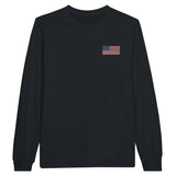 T-shirt à manches longues états-unis coton broderie couleur