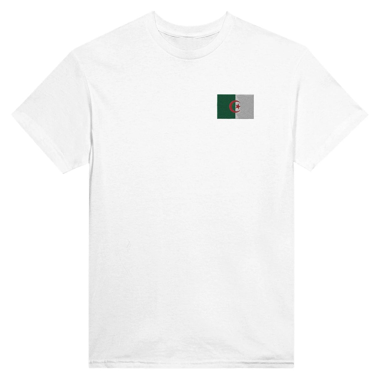 T-shirt drapeau algérie coton épais broderie couleur