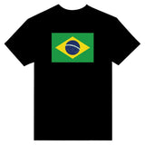 T-shirt drapeau brésil brodé coton mélangé manches longues