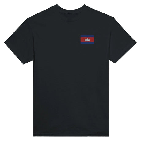 T-shirt drapeau cambodge broderie couleur coton mélangé