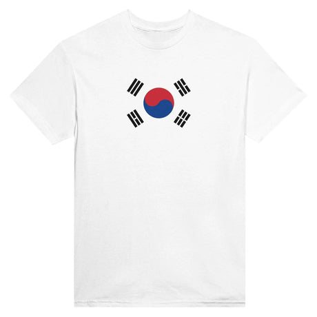 T-shirt drapeau corée du sud brodé en coton mélangé