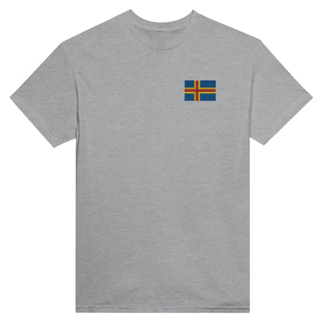 T-shirt drapeau d’åland coton mélangé broderie couleur