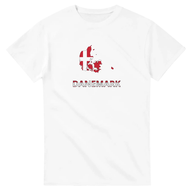 T-shirt drapeau danemark en carte - pixelforma