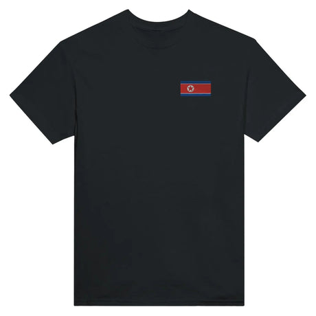 T-shirt drapeau de la corée du nord en broderie - pixelformaflag