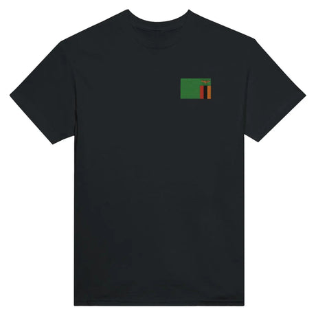 T-shirt drapeau de la zambie en broderie - pixelformaflag