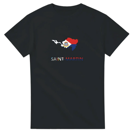 T-shirt drapeau de saint-martin en carte - pixelforma