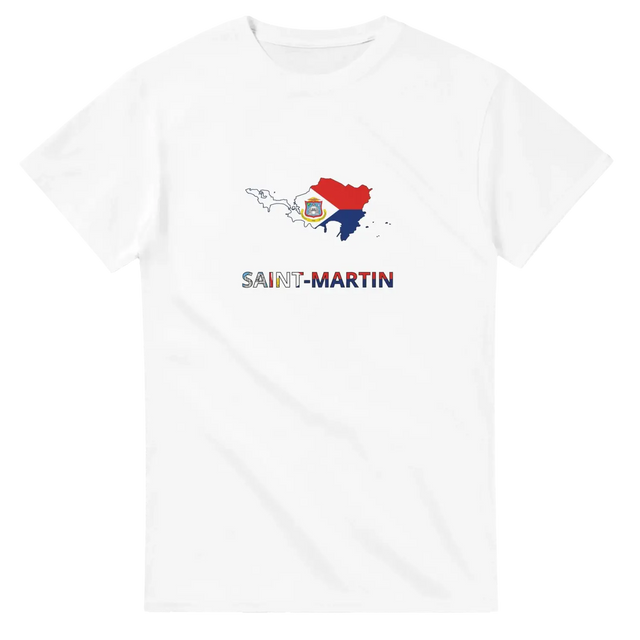 T-shirt drapeau de saint-martin en carte - pixelforma