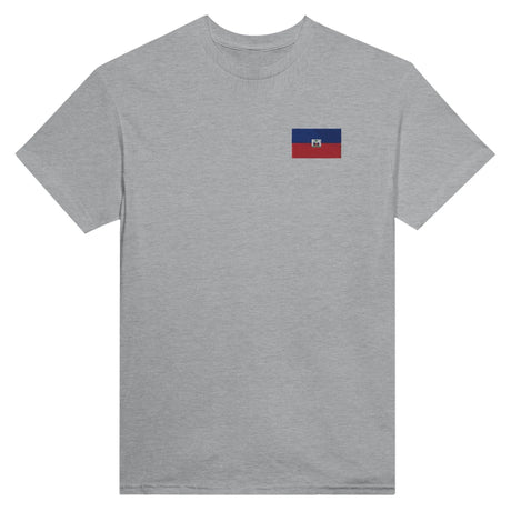 T-shirt drapeau d’haïti broderie couleur coton mélangé