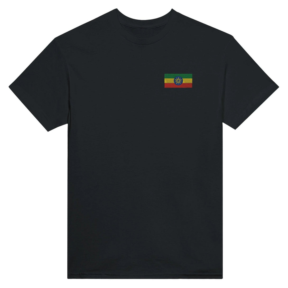 T-shirt drapeau éthiopie broderie couleur coton mélangé