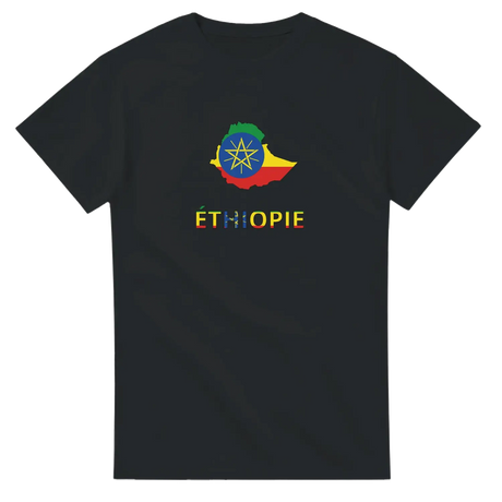 T-shirt drapeau éthiopie en carte - pixelforma