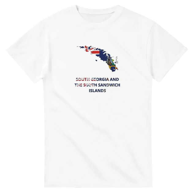 T-shirt drapeau géorgie du sud-et-les îles sandwich du sud carte - pixelforma