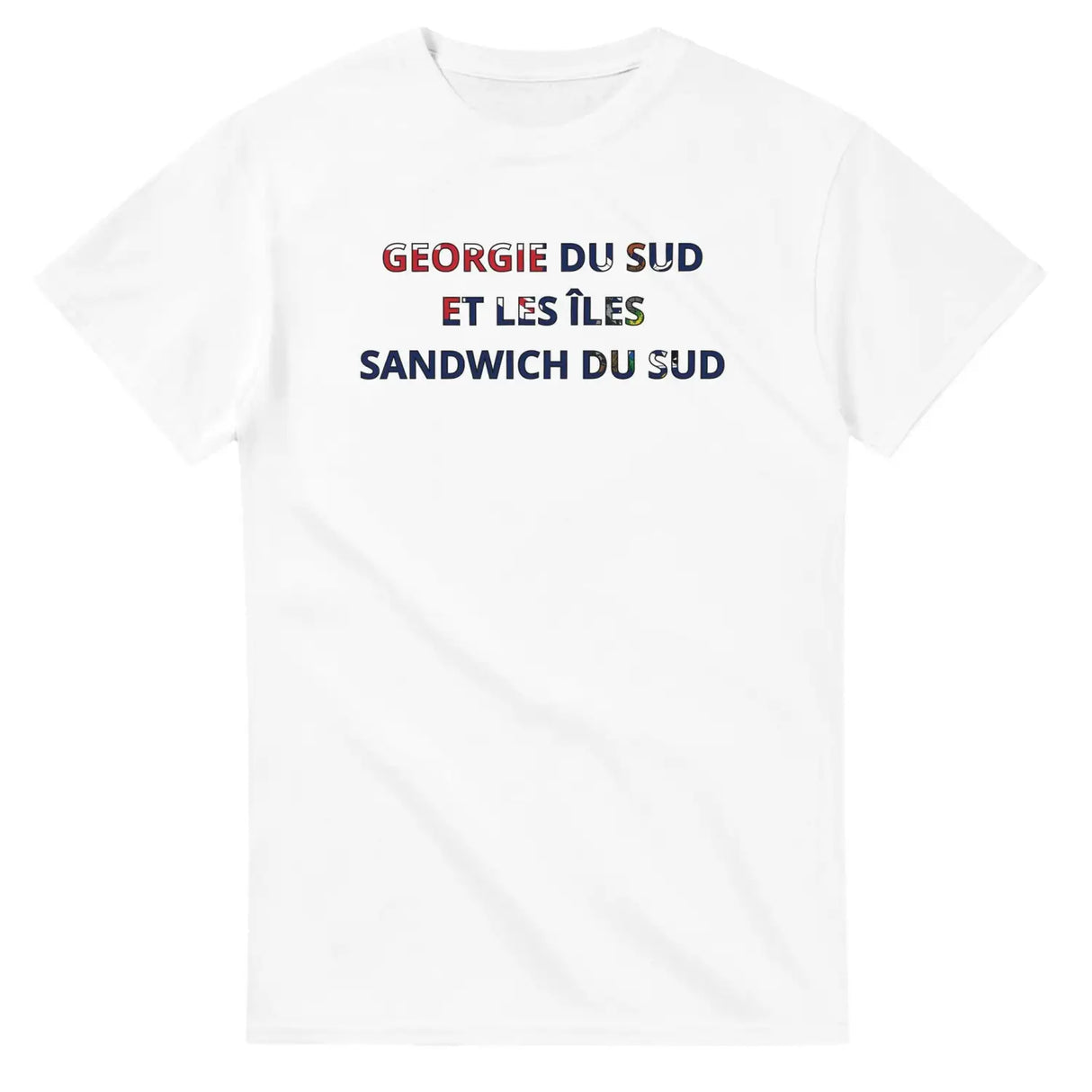 T-shirt drapeau géorgie du sud-et-les îles sandwich du sud en écriture - pixelforma