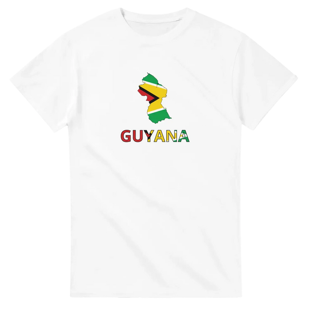 T-shirt drapeau guyana en carte - pixelforma