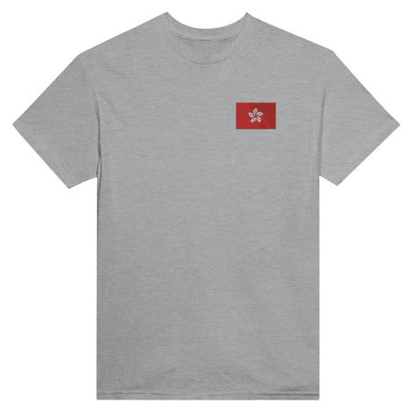T-shirt drapeau hong kong broderie couleur coton épais