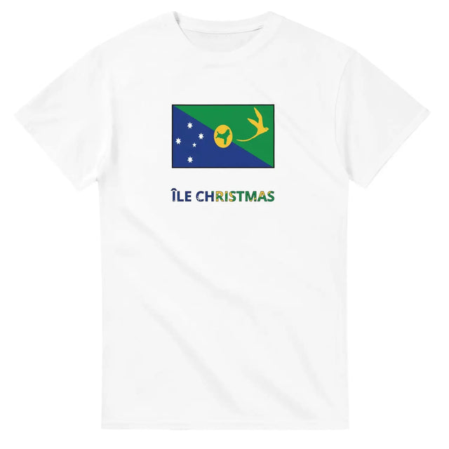 T-shirt drapeau île christmas en texte - pixelforma