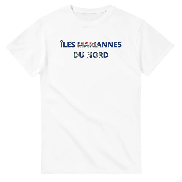 T-shirt drapeau îles mariannes du nord en écriture - pixelforma