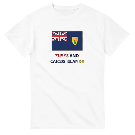 T-shirt drapeau îles turques-et-caïques texte - pixelforma