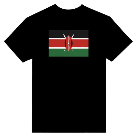 T-shirt drapeau kenya brodé en coton épais mélangé
