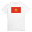 T-shirt drapeau kirghizistan brodé coton épais mélangé