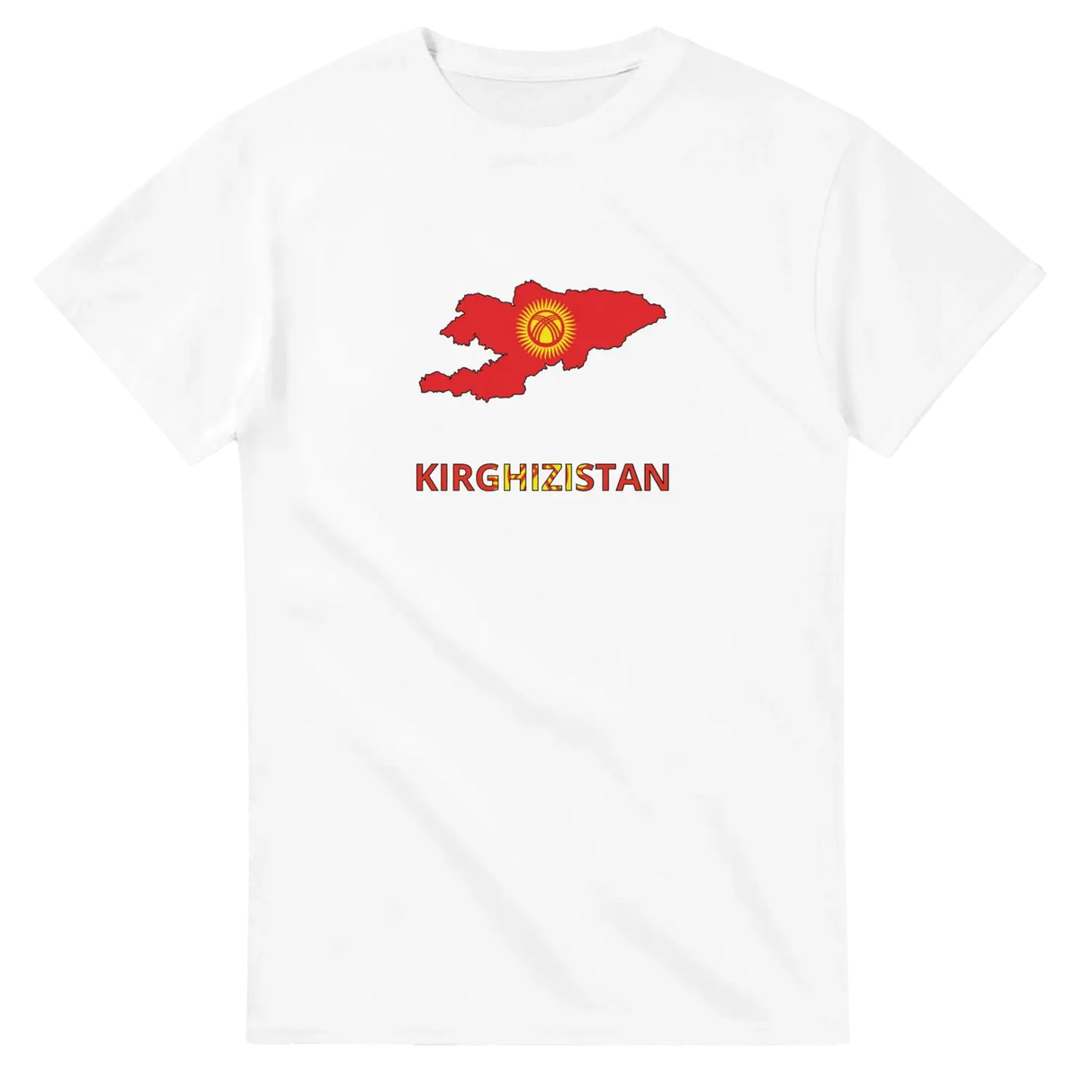 T-shirt drapeau kirghizistan en carte - pixelforma