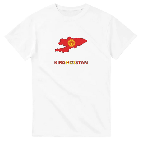 T-shirt drapeau kirghizistan en carte - pixelforma