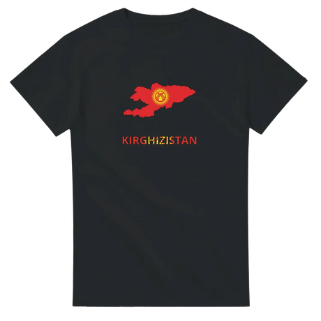 T-shirt drapeau kirghizistan en carte - pixelforma