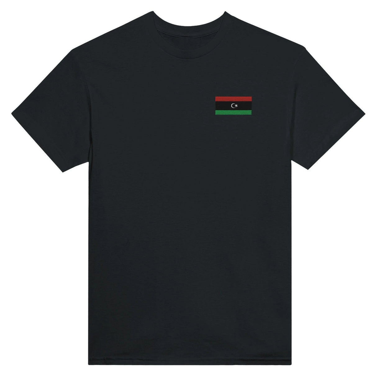 T-shirt drapeau libye broderie couleur en coton mélangé