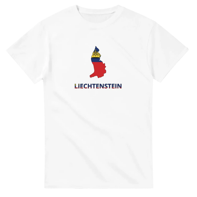 T-shirt drapeau liechtenstein en carte - pixelforma