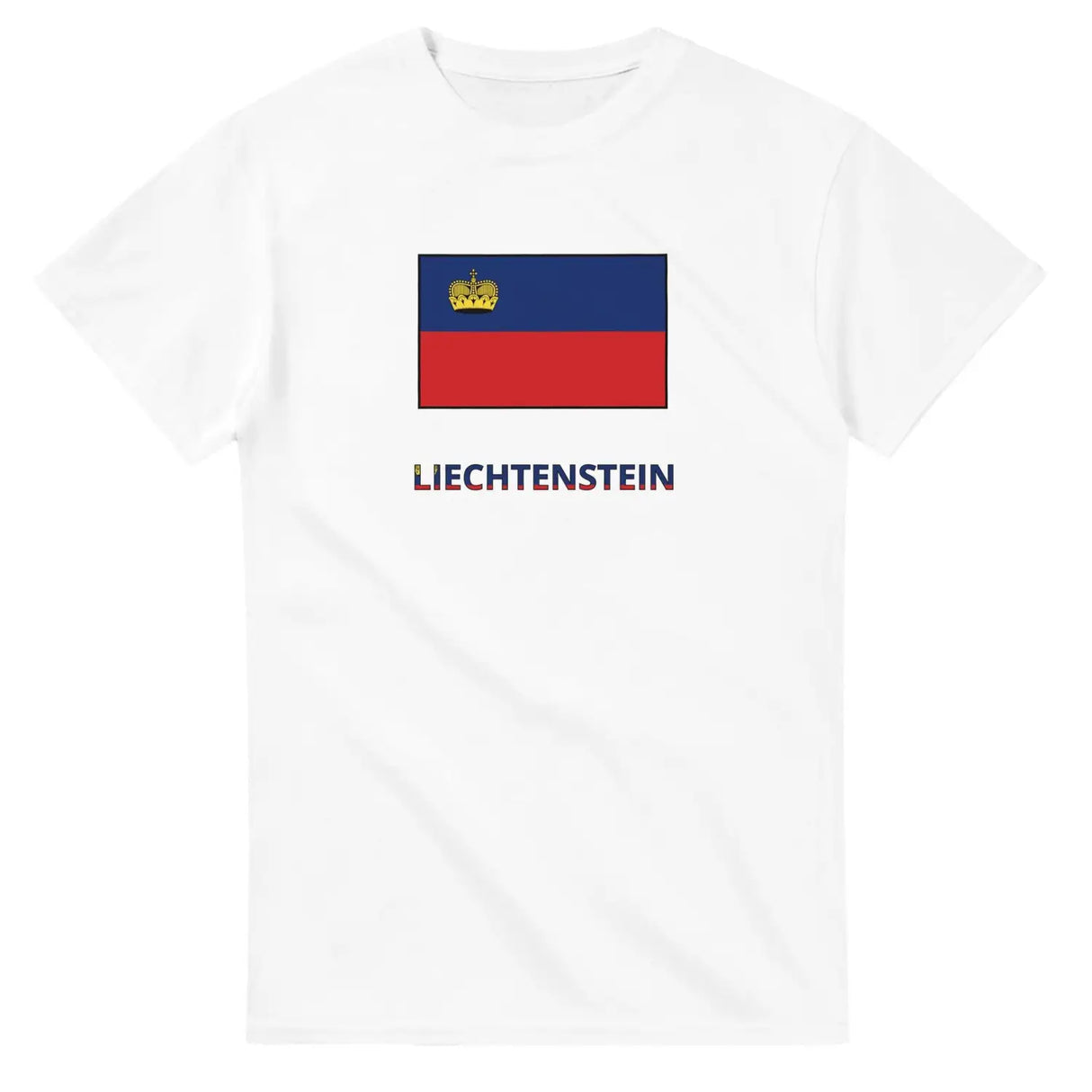 T-shirt drapeau liechtenstein en texte - pixelforma