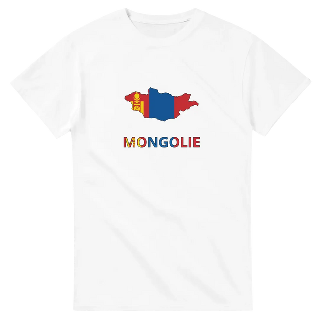 T-shirt drapeau mongolie en carte - pixelforma