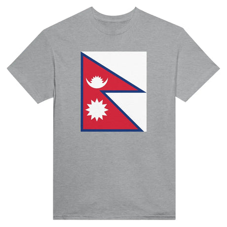 T-shirt drapeau népal coton mélangé brodé manches longues