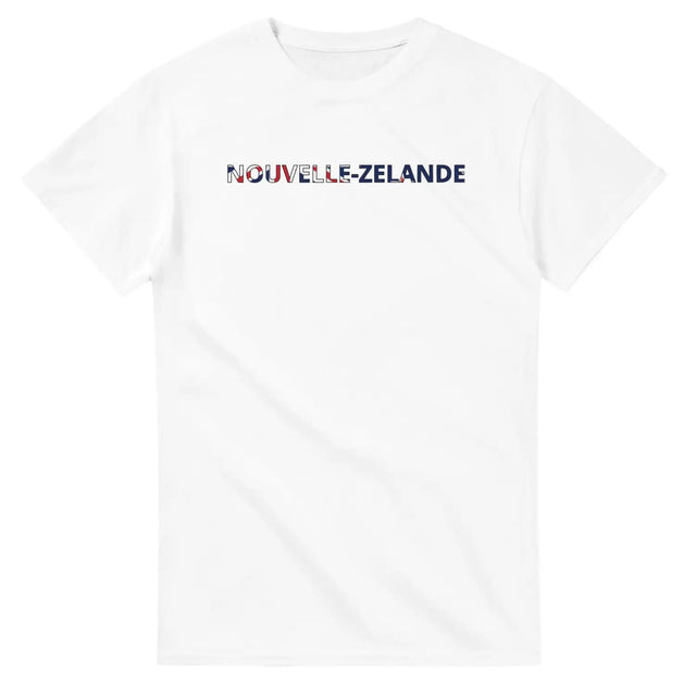 T-shirt drapeau nouvelle-zélande en écriture - pixelforma