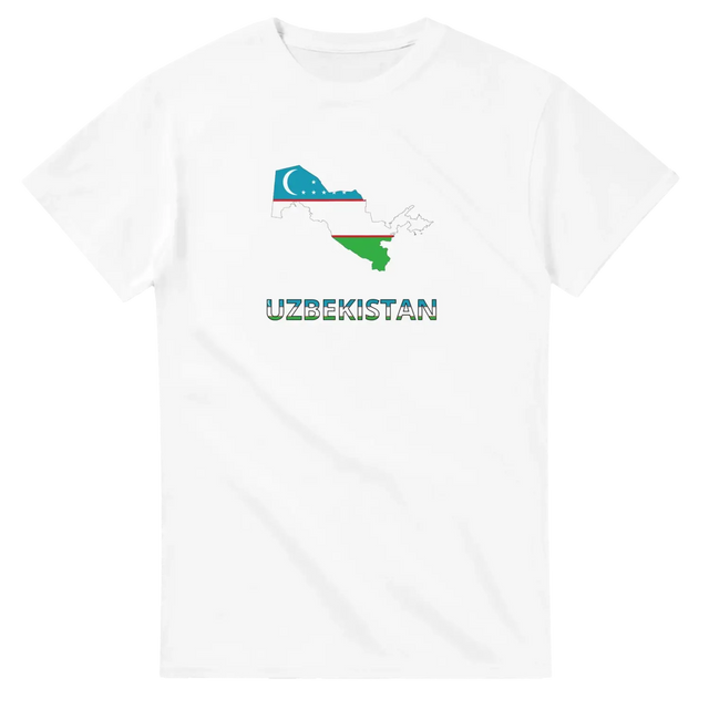 T-shirt drapeau ouzbékistan carte - pixelforma