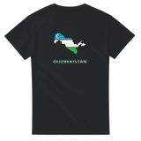 T-shirt drapeau ouzbékistan en carte - pixelforma