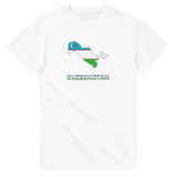 T-shirt drapeau ouzbékistan en carte - pixelforma