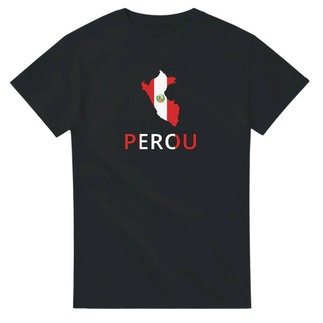 T-shirt drapeau pérou en carte - pixelforma