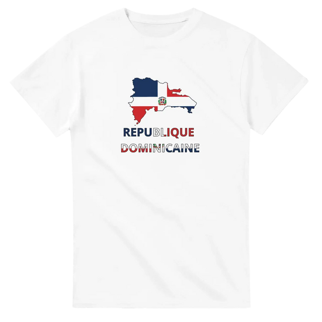 T-shirt drapeau république dominicaine en carte - pixelforma