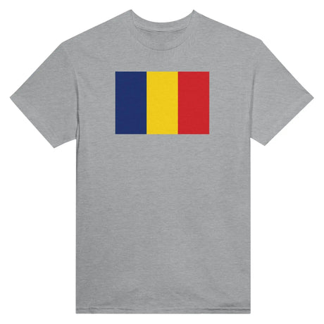 T-shirt drapeau roumanie brodé en coton mélangé