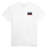 T-shirt drapeau russie broderie couleur coton mélangé