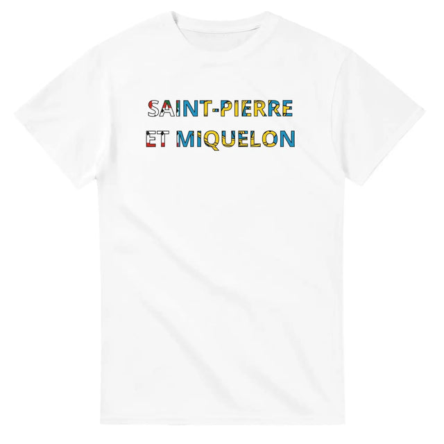 T-shirt drapeau saint-pierre-et-miquelon en écriture - pixelforma