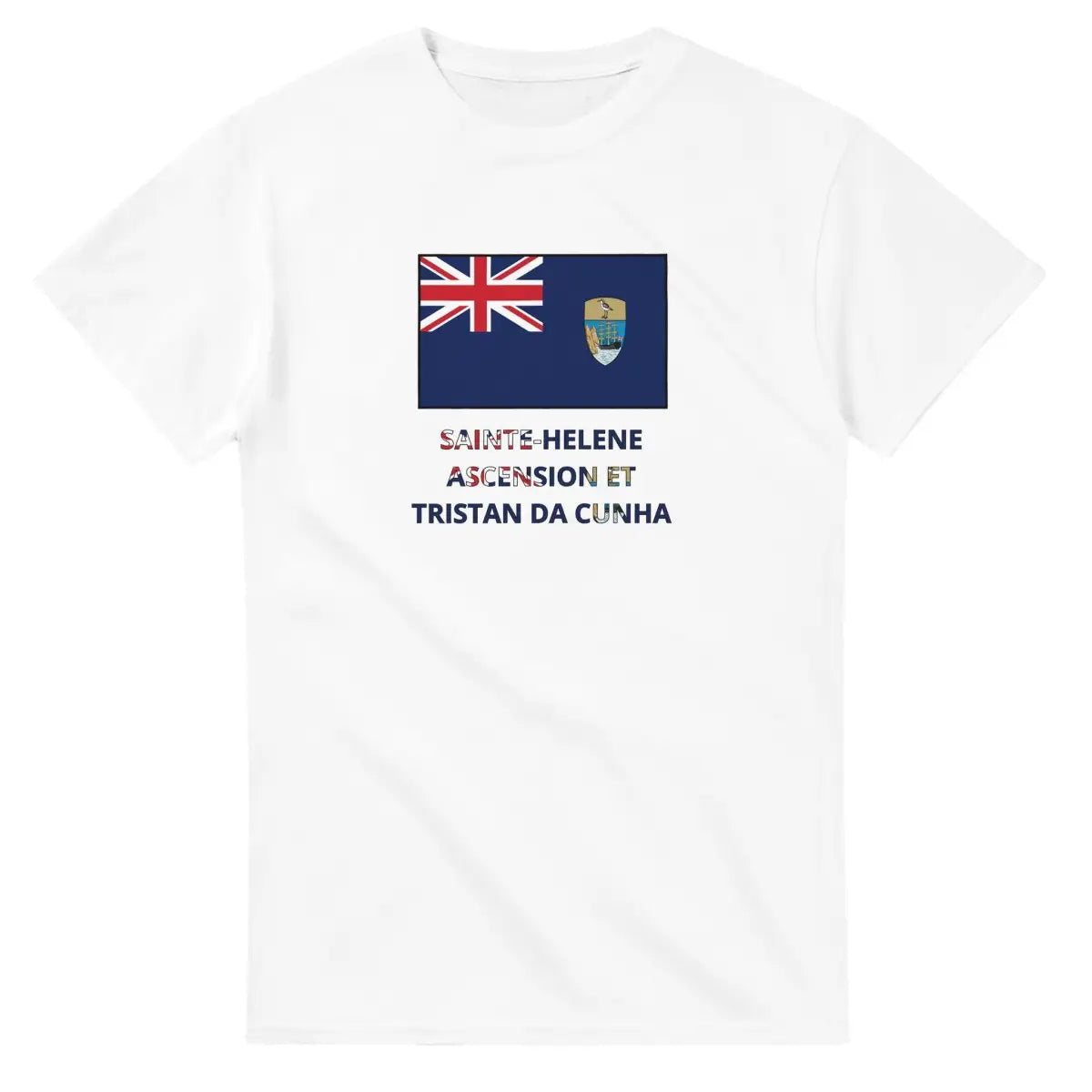 T-shirt Drapeau Sainte-Hélène, Ascension et Tristan da Cunha en texte - Pixelforma 