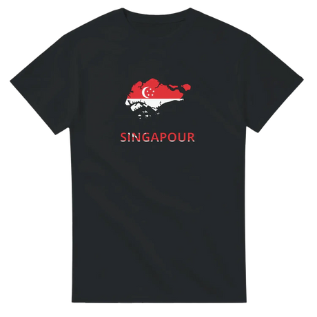 T-shirt drapeau singapour en carte - pixelforma